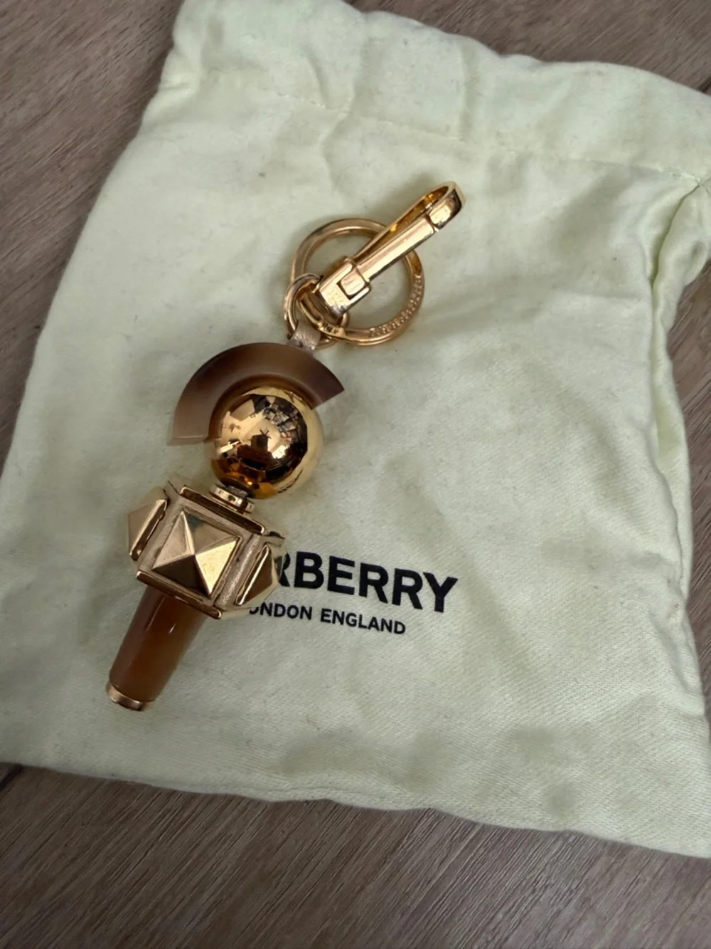 Burberry Gold Studded Bag Charm Keychain Punk Y2K Designer Accessory